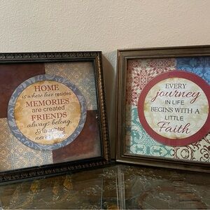 Inspirational Framed Wall Art Set - Brown and Red